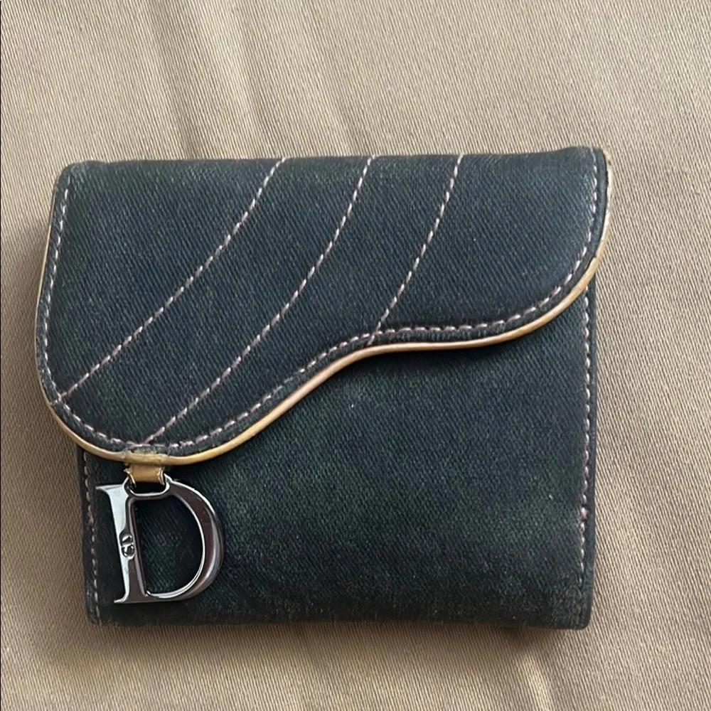 Dior Black Wallet with Silver 'D' Accent